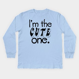 I'm The Cute One.  Twin Design Kids Long Sleeve T-Shirt